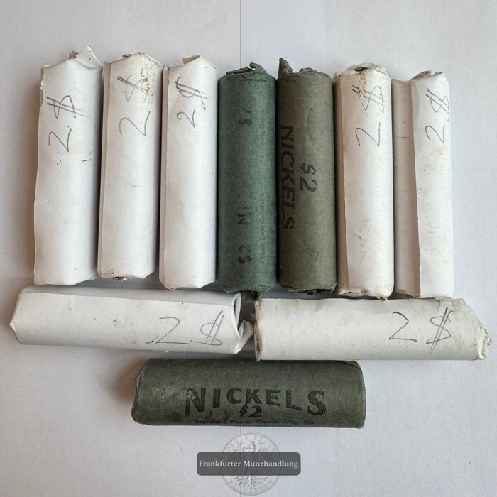  LOT: USA. 10x 2$ Rollen aus 5 cent Münzen 20. Jahrhundert FM-Frankfurt Unedles Material 20$ Gesamt   