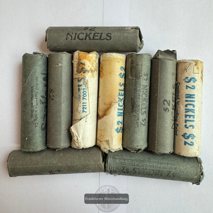  LOT: USA. 10x 2$ Rollen aus 5 cent Münzen 20. Jahrhundert FM-Frankfurt Unedles Material 20$ Gesamt   