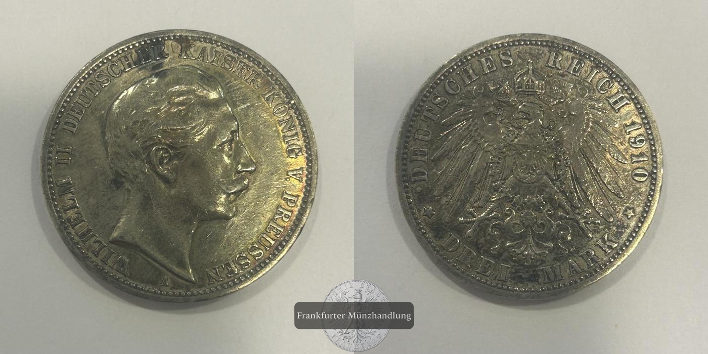 Deutschland 3 Mark (Wilhelm II, German Reich; Play Money) 1910 FM-Frankfurt   