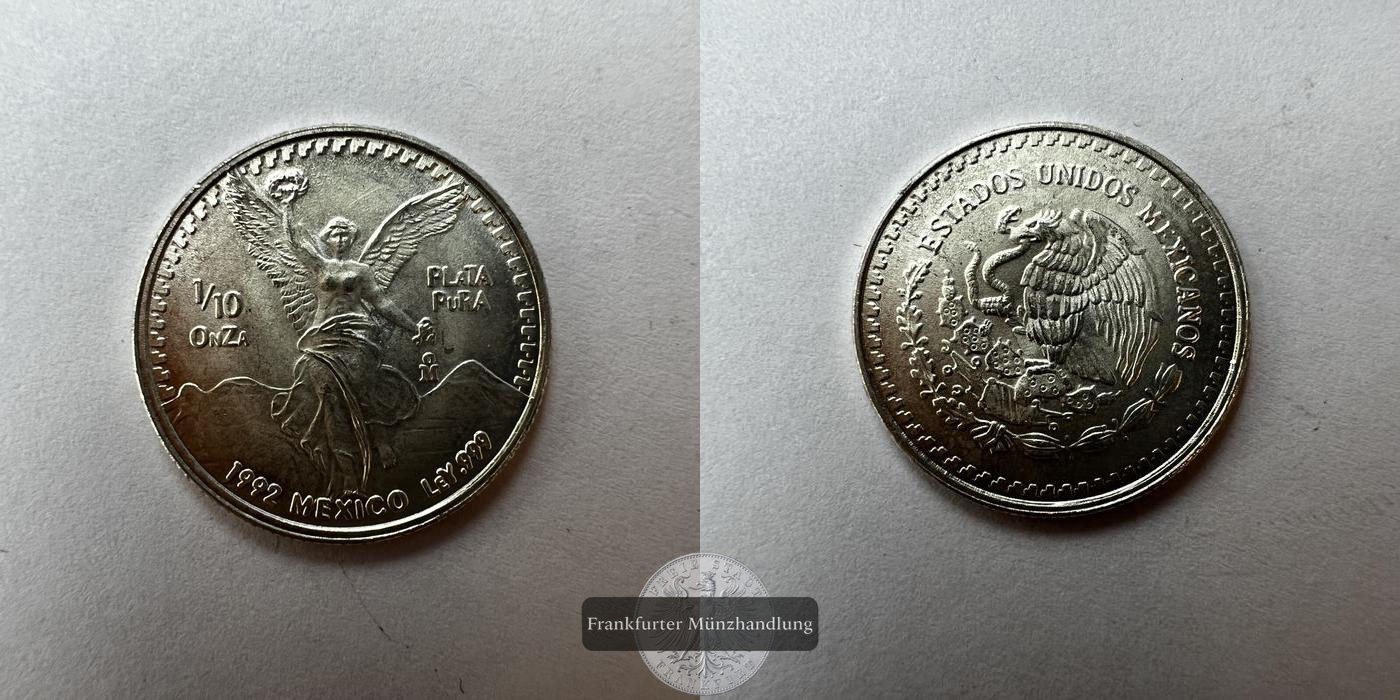  Mexiko ⅒ Onza Libertad 1992 FM-FRANKFURT KM#543 Feinsilber: 3,107g   