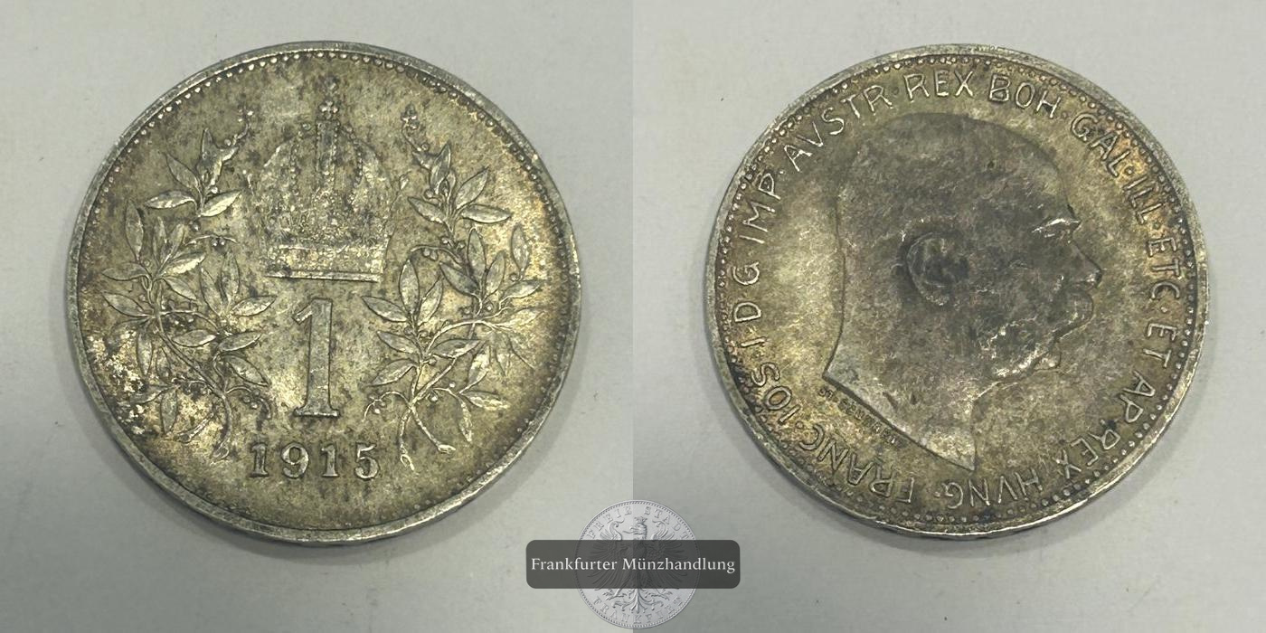  Österreich  1 Corona - Francis Joseph I 1915 FM-Frankfurt KM#2820 Feinsilber: 4,175g   
