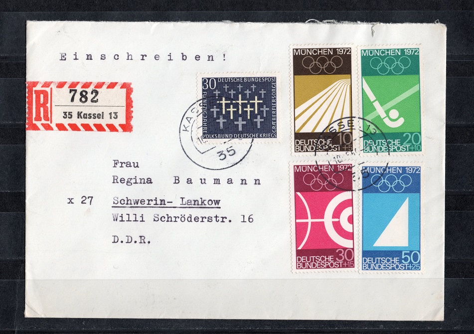  BRD 1969 Einschreiben mit Mi. 586-590 Echt gelaufen   