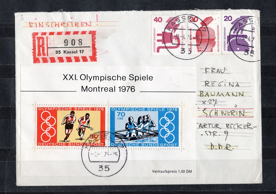  BRD 1976 Einschreiben mit Mi. 888-889 Block 12 + Diverse/ Echt gelaufen   