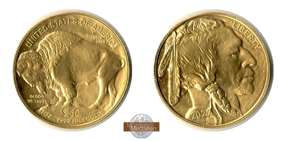 USA  50 Dollar MM-Frankfurt  Feingold: 31,1g American Buffalo 2022 