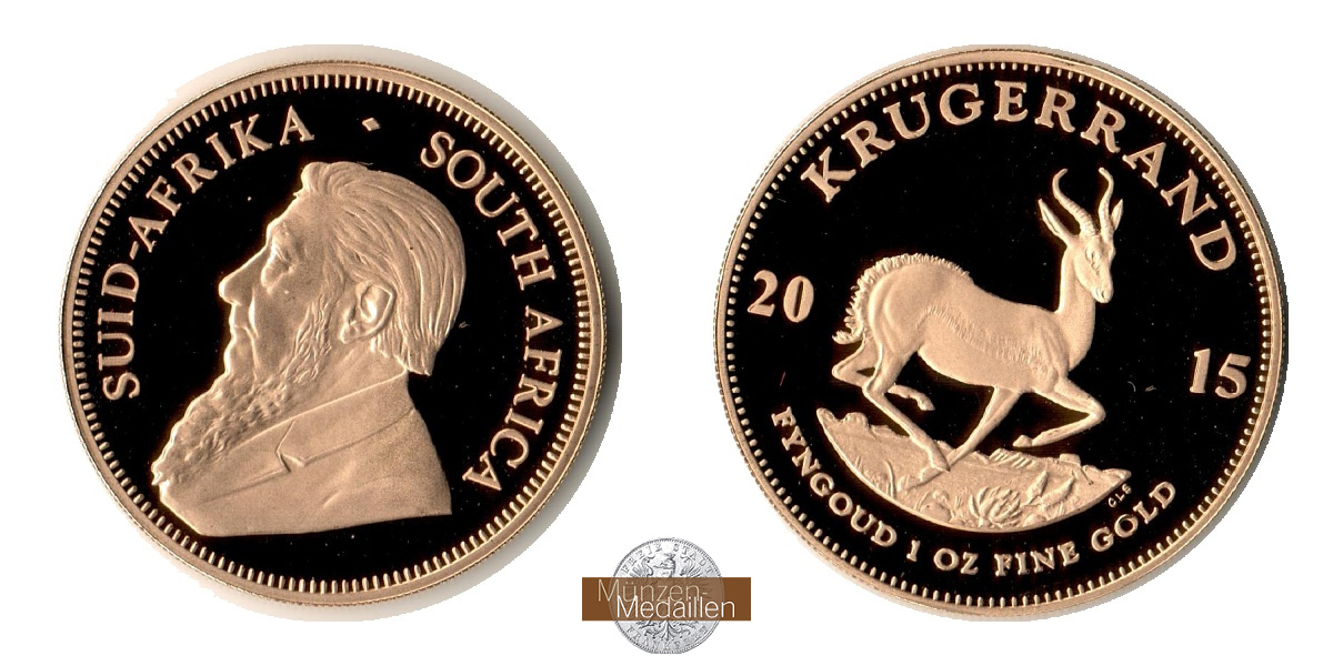 Süd Afrika  1 Unze MM-Frankfurt Feingold: 31,1g Krügerrand 2015 
