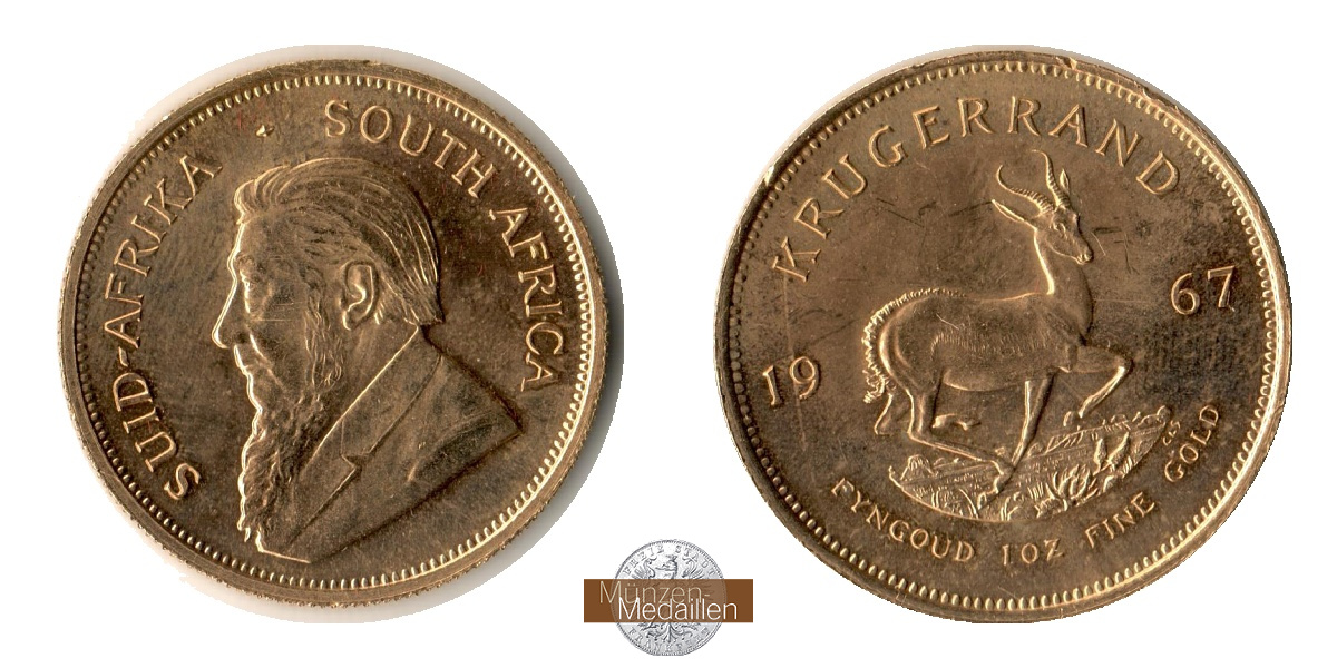 Süd Afrika MM-Frankfurt Feingold: 31,1g 1oz Krügerrand 1967 