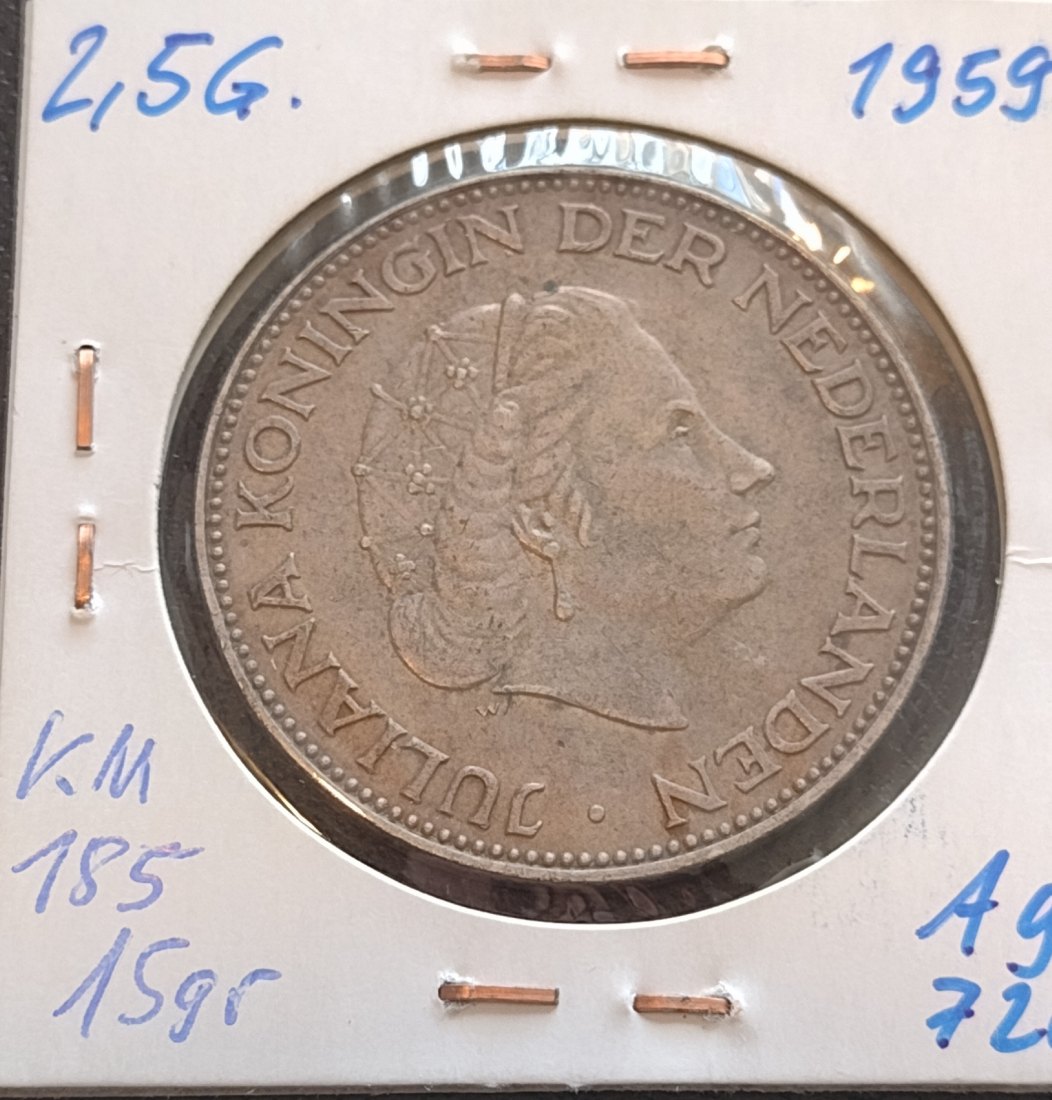  Niederlande 2,5 Gulden 1959, KM 185   