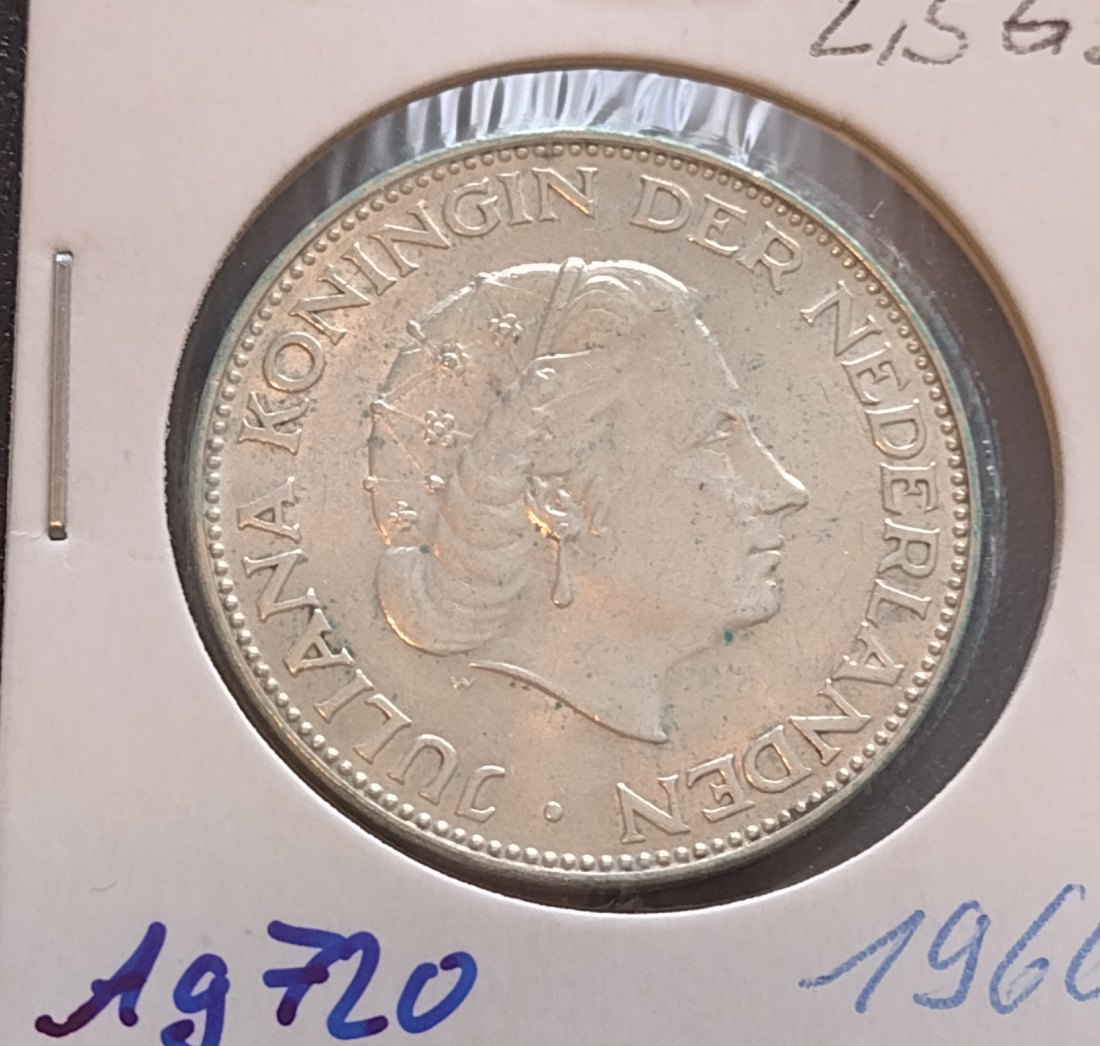  Niederlande 2,5 Gulden 1966, KM 185, AG 720   