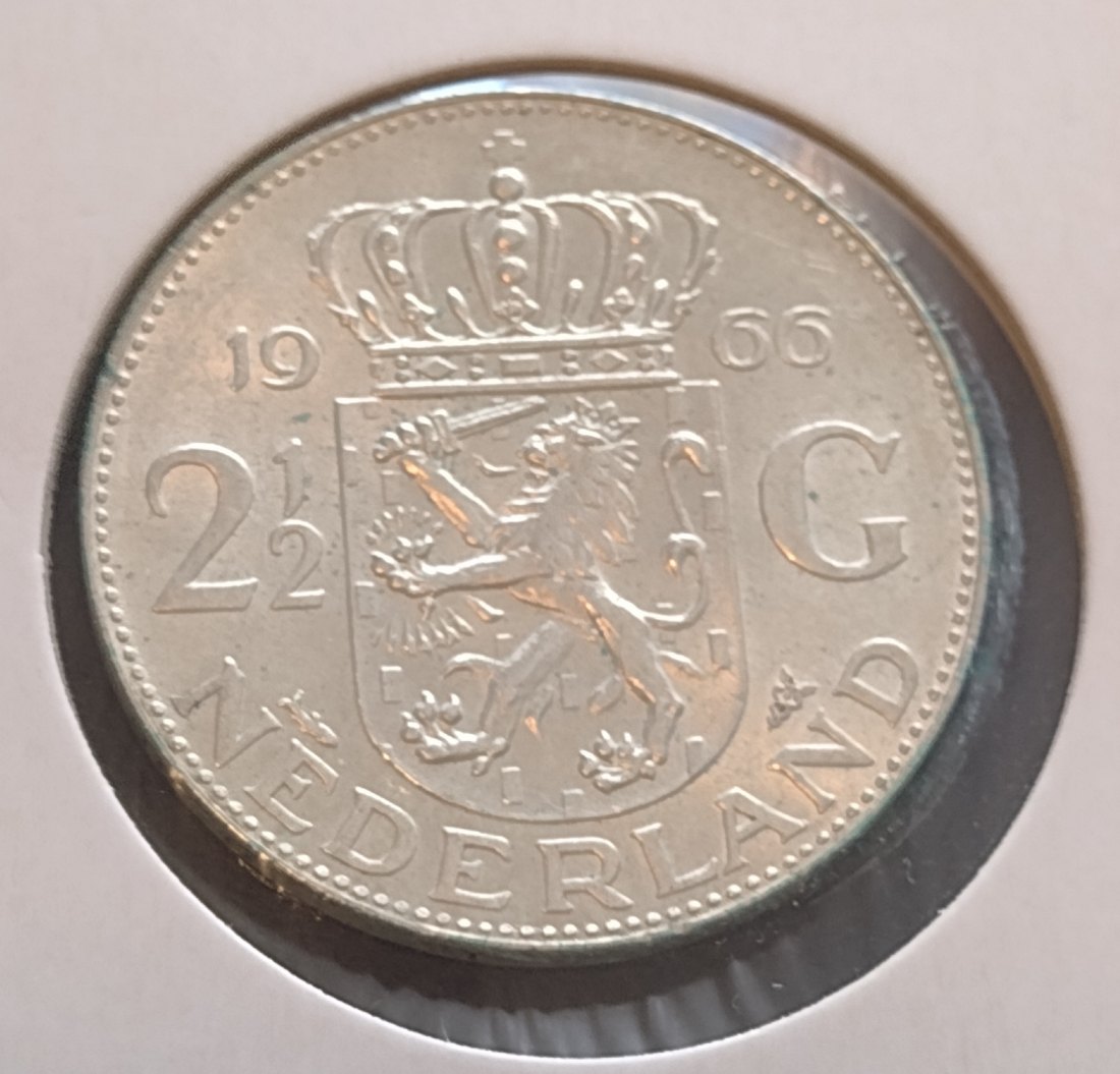  Niederlande 2,5 Gulden 1966, KM 185, AG 720   