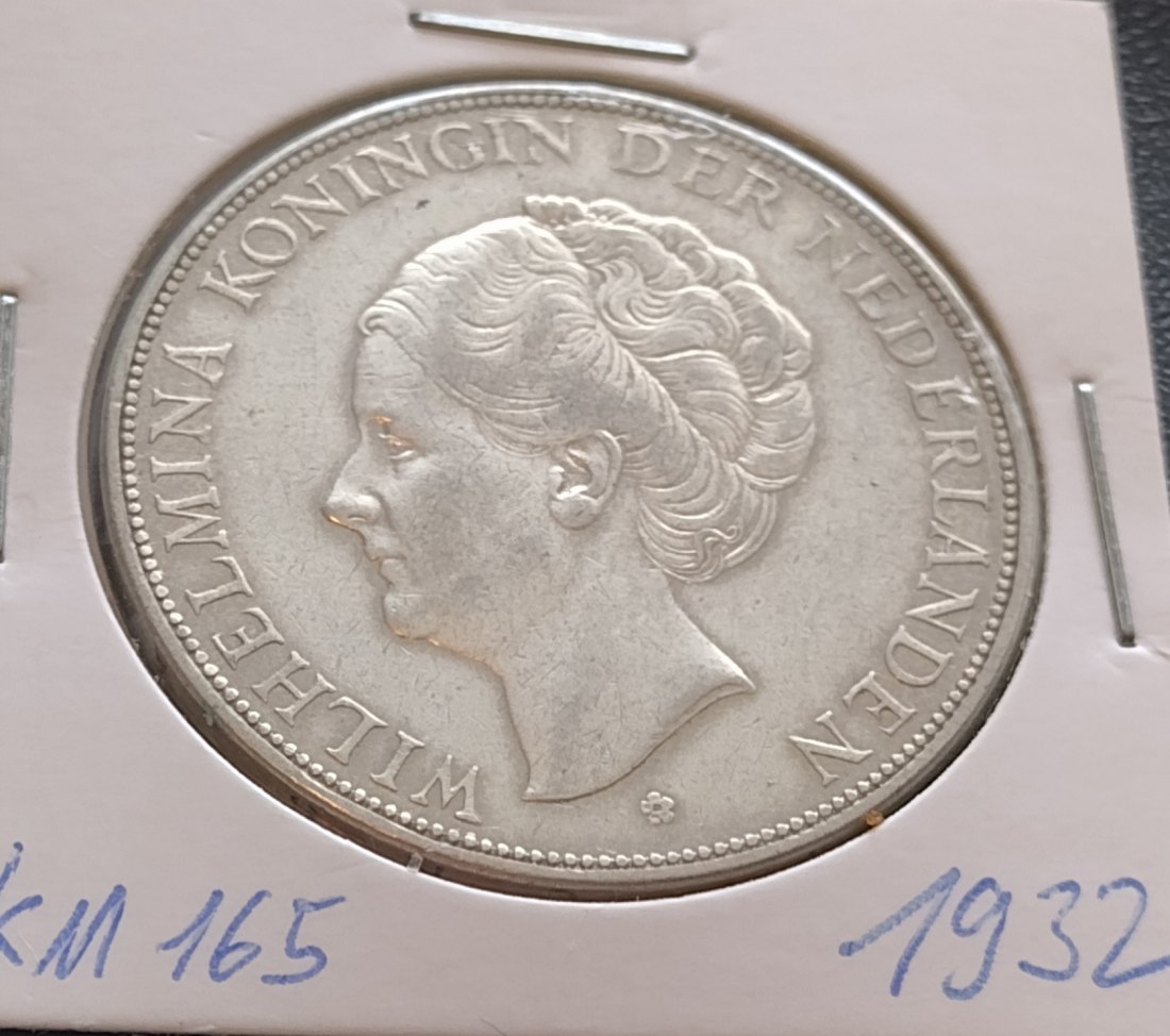  Niederlande 2,5 Gulden 1932, 25 Gramm AG 720, KM 165   