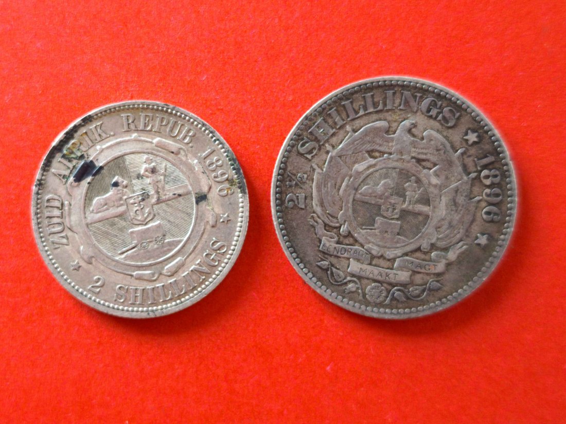  Südafrika (ZAR) Silbermünzen Lot 1896 - 2 Shillings & 2 1/2 Shillings   