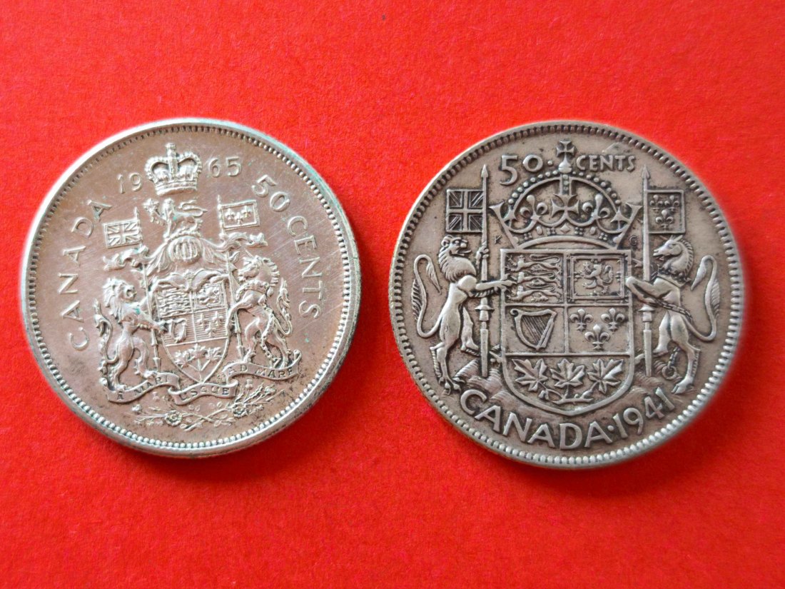 Kanada 2x 50 Cents Silber 0.800 (1941, 1965)