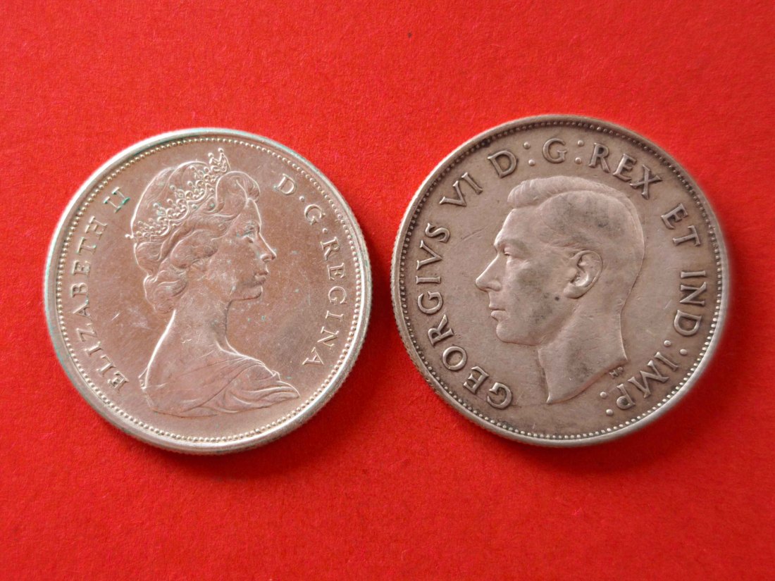  Kanada 2x 50 Cents Silber 0.800 (1941, 1965)   