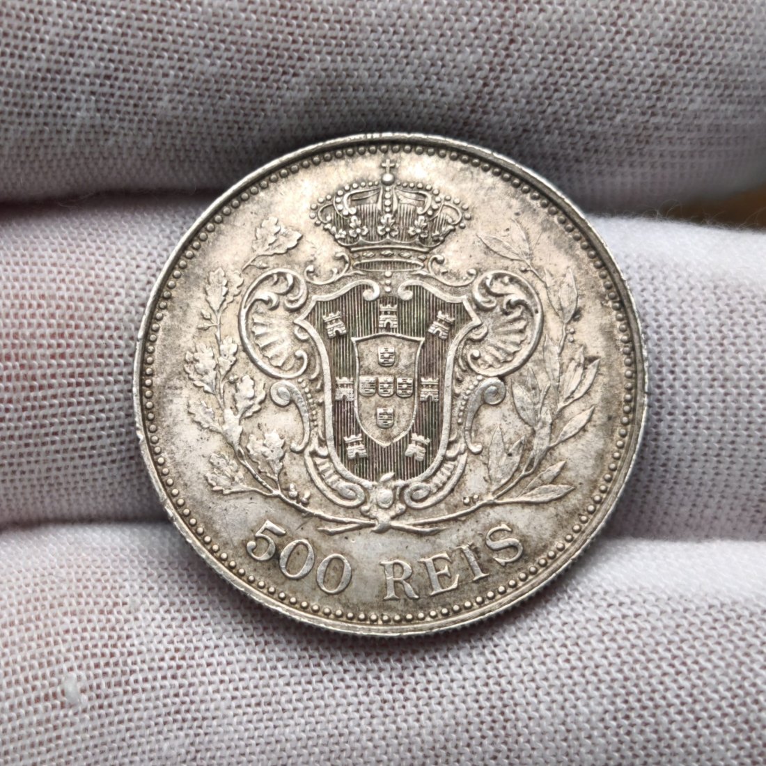 Portugal 500 Reis 1909, König Manuel II, Silber 0.917, Original, Top