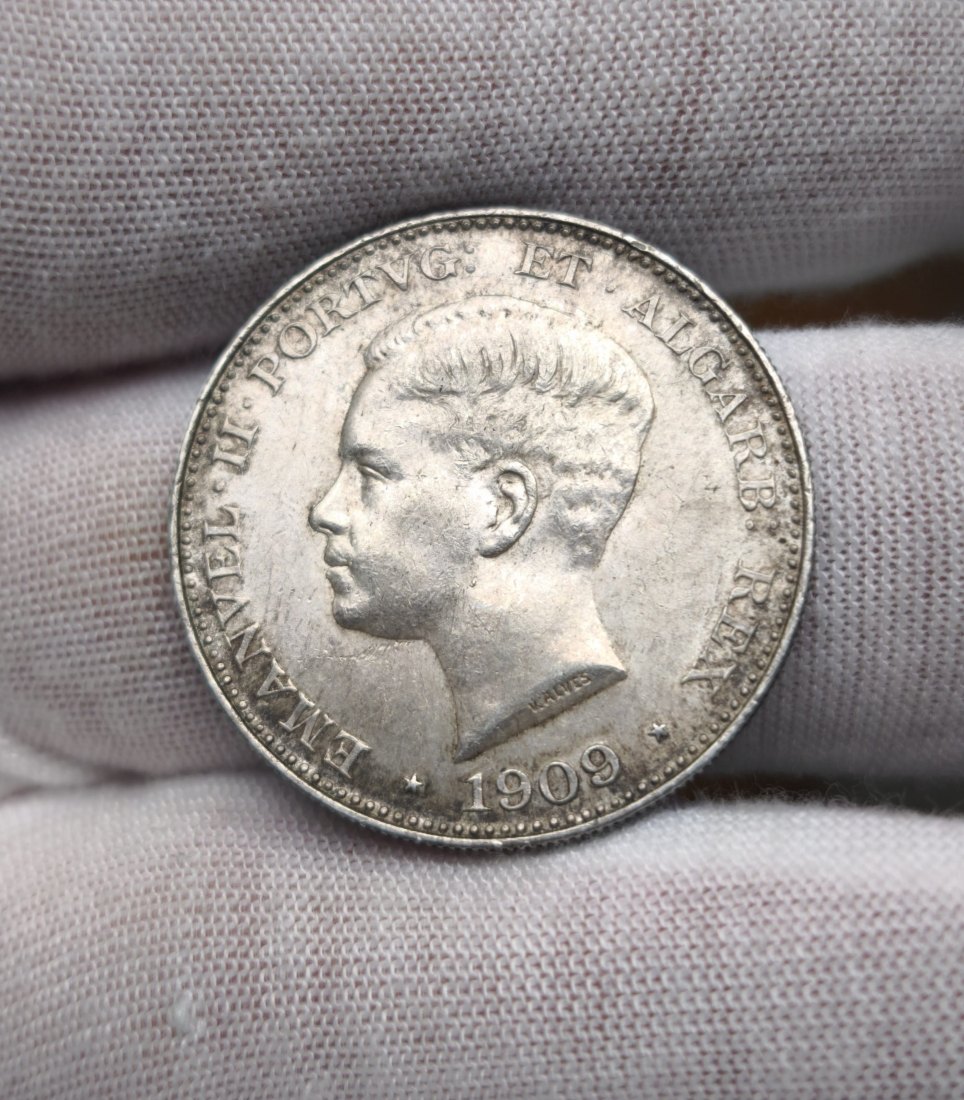  Portugal 500 Reis 1909, König Manuel II, Silber 0.917, Original, Top   