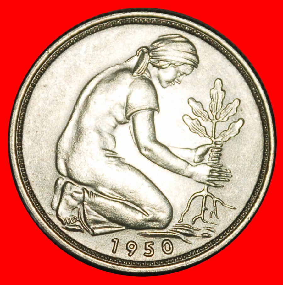  Ⰺ NOT COMMUNIST (1949-2001): GERMANY★50 PFENNIGS 1950G BADEN-WUERTTEMBERG★LOW START ★ NO RESERVE!   