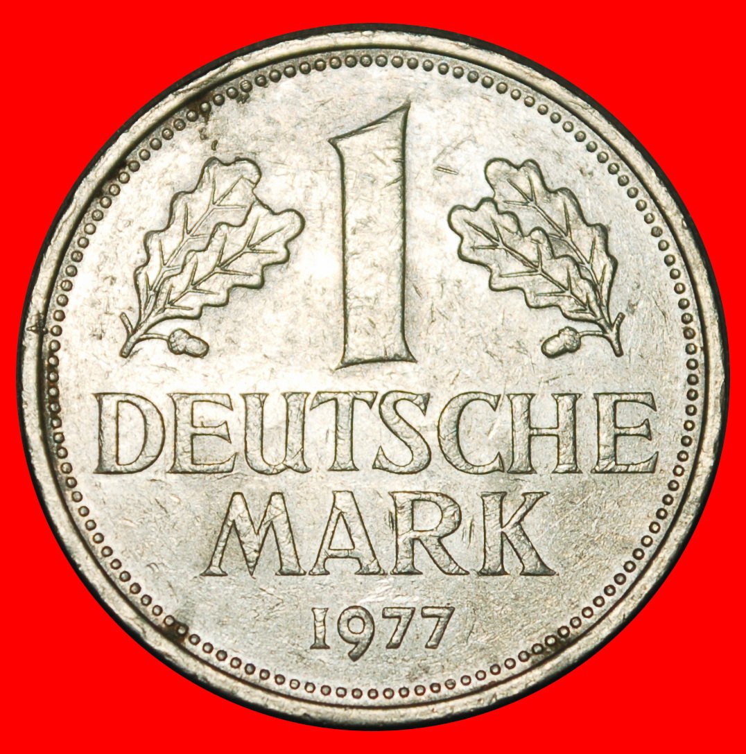 Ⰺ NOT COMMUNIST TYPE (1950-2001): GERMANY ★ 1 MARK 1977D BAVARIA! II1 C r2!★LOW START ★ NO RESERVE!