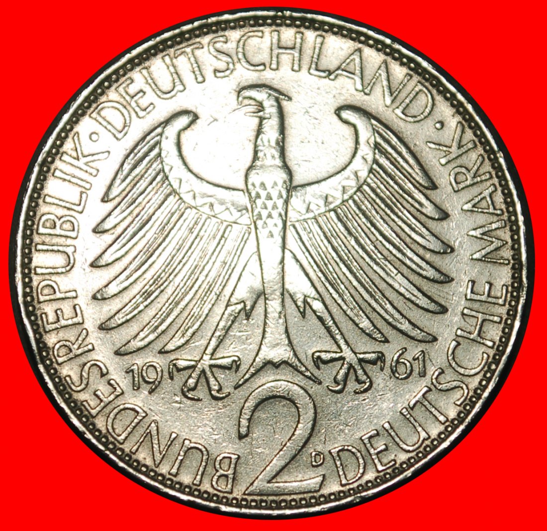  Ⰺ NOBEL PRIZE 1918: GERMANY ★ 2 MARKS 1961D PLANCK (1858-1947) A r1! BAVARIA★LOW START ★ NO RESERVE!   