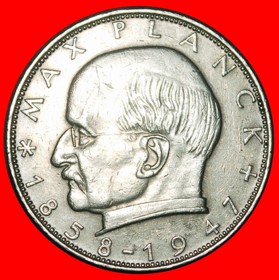 Ⰺ NOBEL PRIZE 1918: GERMANY ★ 2 MARKS 1962D PLANCK (1858-1947) A r1! BAVARIA★LOW START ★ NO RESERVE!