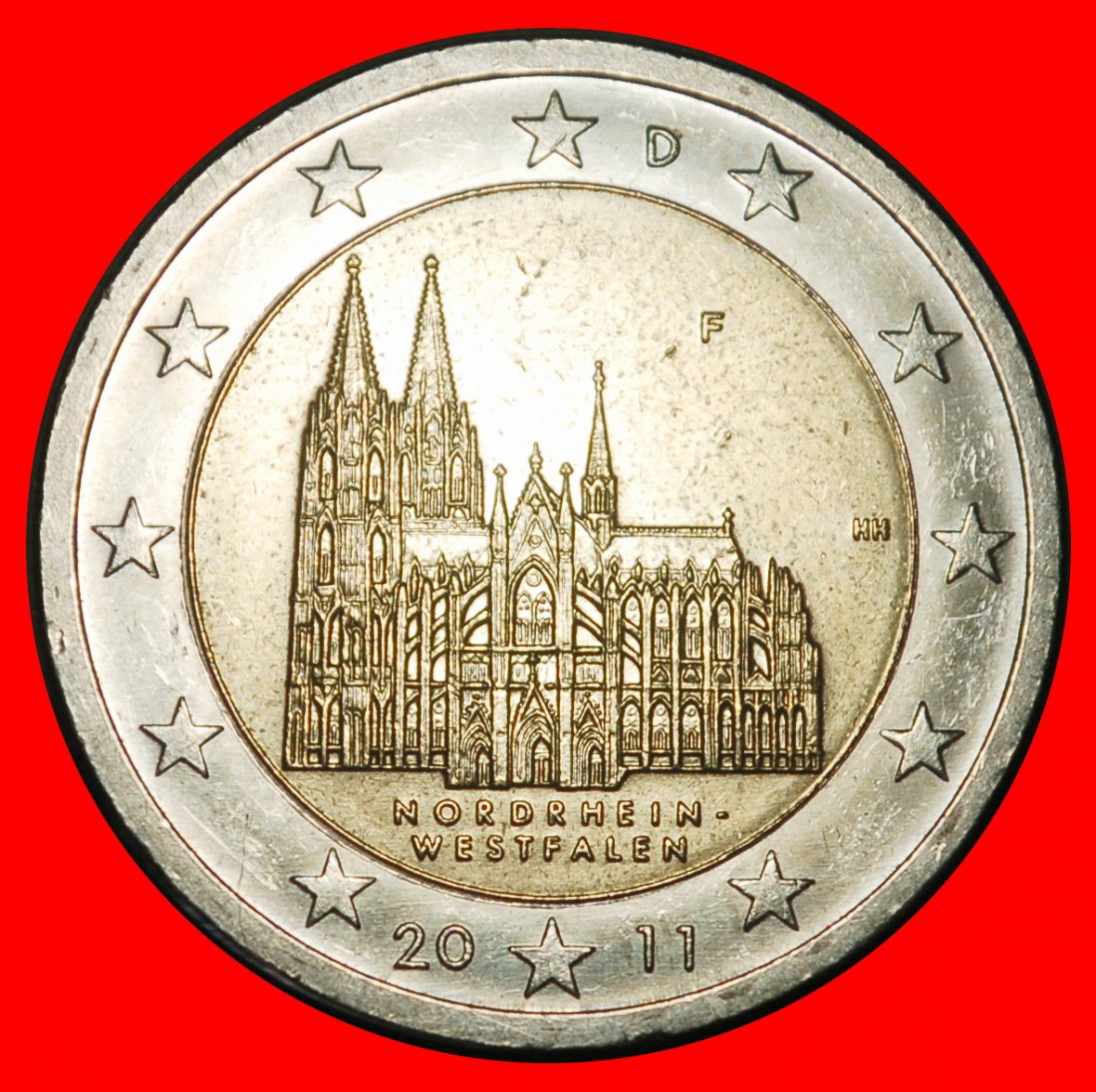 ⰊNORTH RHINE-WESTPHALIA:GERMANY★2 EUROS 2011F★BADEN-WUERTTEMBERG!NON-PHALLIC★LOW START ★ NO RESERVE!