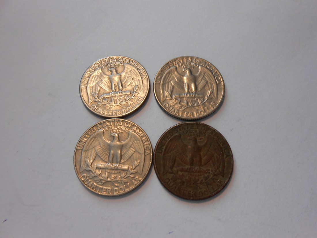  ZX6 USA-4er Lot Washington Quarter-25 Cent / 1965 1967 1974 (KM# 164a) und 1980D KM# (A164a)   
