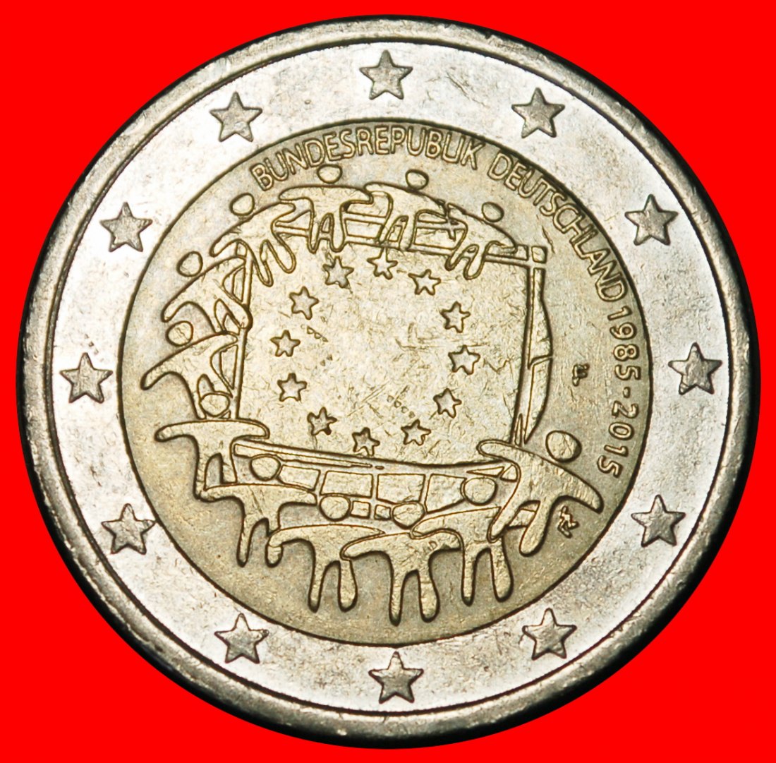 Ⰺ FLAG GREECE: GERMANY ★ 2 EUROS 1985-2015F★BADEN-WUERTTEMBERG!NON-PHALLIC★LOW START ★ NO RESERVE!