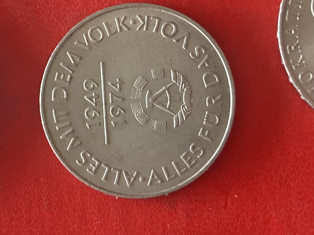  Münze Münzen Umlaufmünze Gedenkmünze Deutschland DDR 10 Mark 1974 25 Jahre   