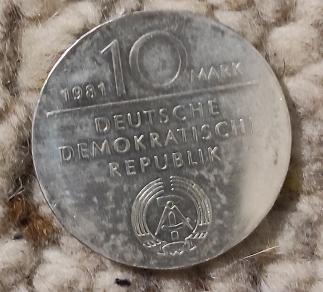 DDR 10 Mark 1981, SILBER, 150. Todestag von Georg Wilhelm Friedrich Hegel   
