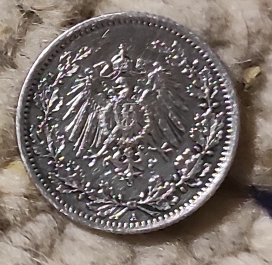  Deutschland 1/2 Mark 1916, SILBER, sehr gut erhalten, fast prägefrisch   