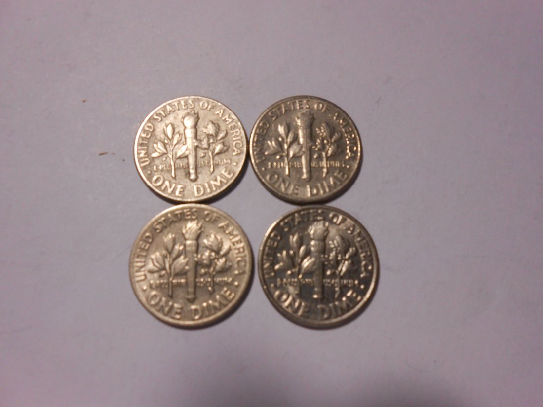  ZX10 USA 4er Lot Roosevelt Dime-10 Cent / 1965 1967 1975 1981 (KM# 195a)   