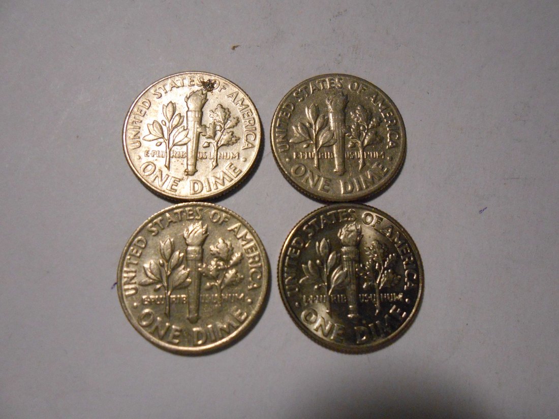  ZX14 USA 4er Lot Roosevelt Dime-10 Cent / 1966 1974 1979 2003P (KM# 195a)   