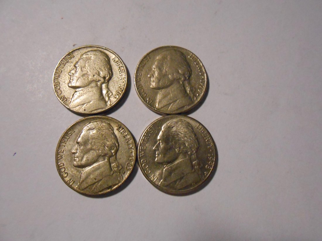  ZX17 USA 4er Lot Jefferson Nickel-5 Cent / 1964D 1979D 1983P 1998P (KM# A192)   