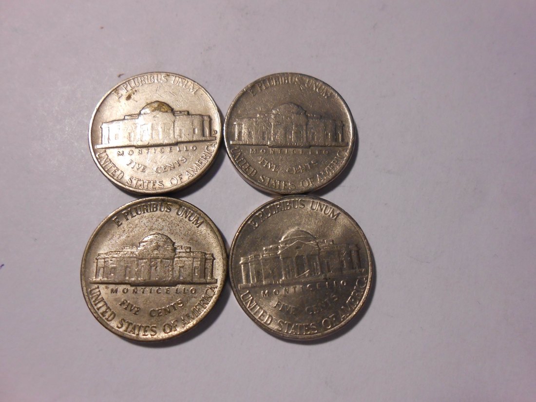  ZX17 USA 4er Lot Jefferson Nickel-5 Cent / 1964D 1979D 1983P 1998P (KM# A192)   