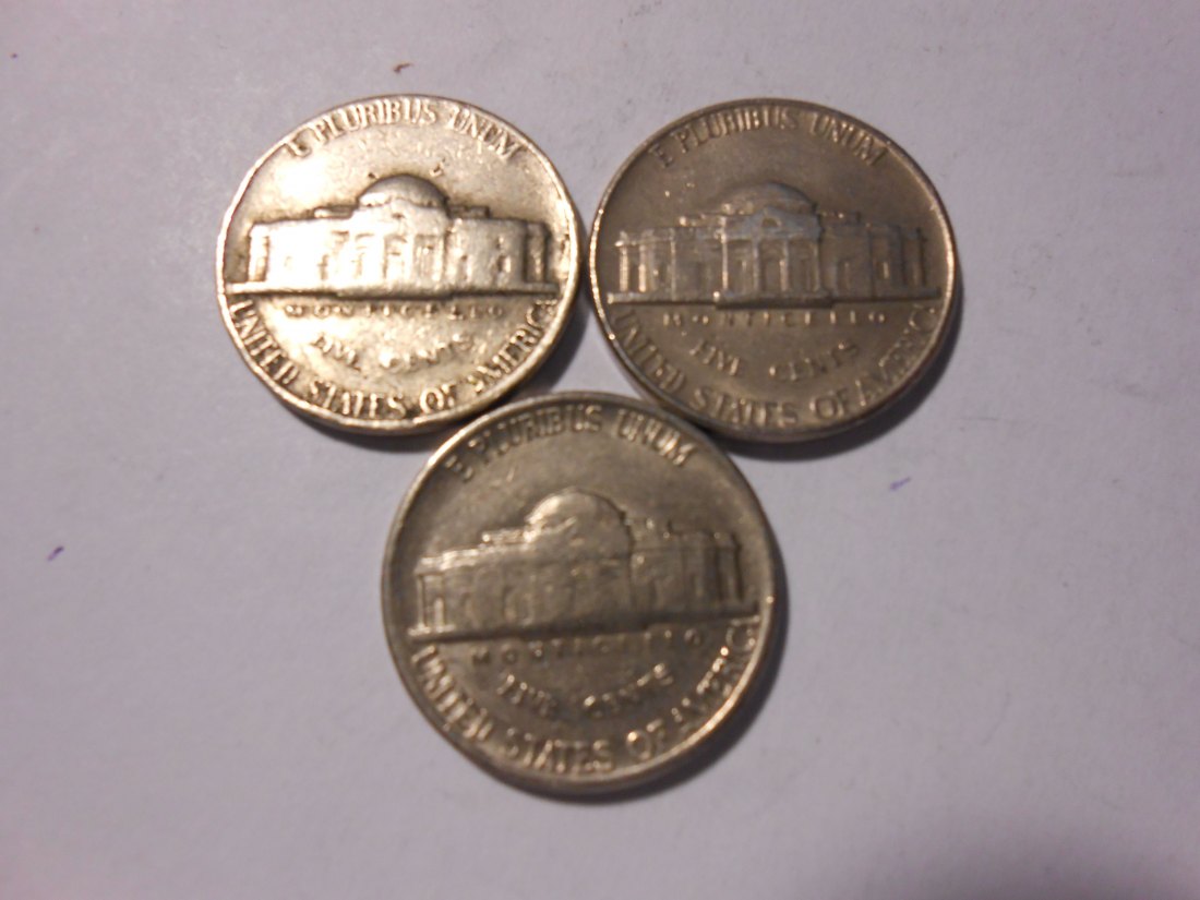 ZX18 USA 3er Lot Jefferson Nickel-5 Cent / 1970D 1980D 1983P (KM# A192)   