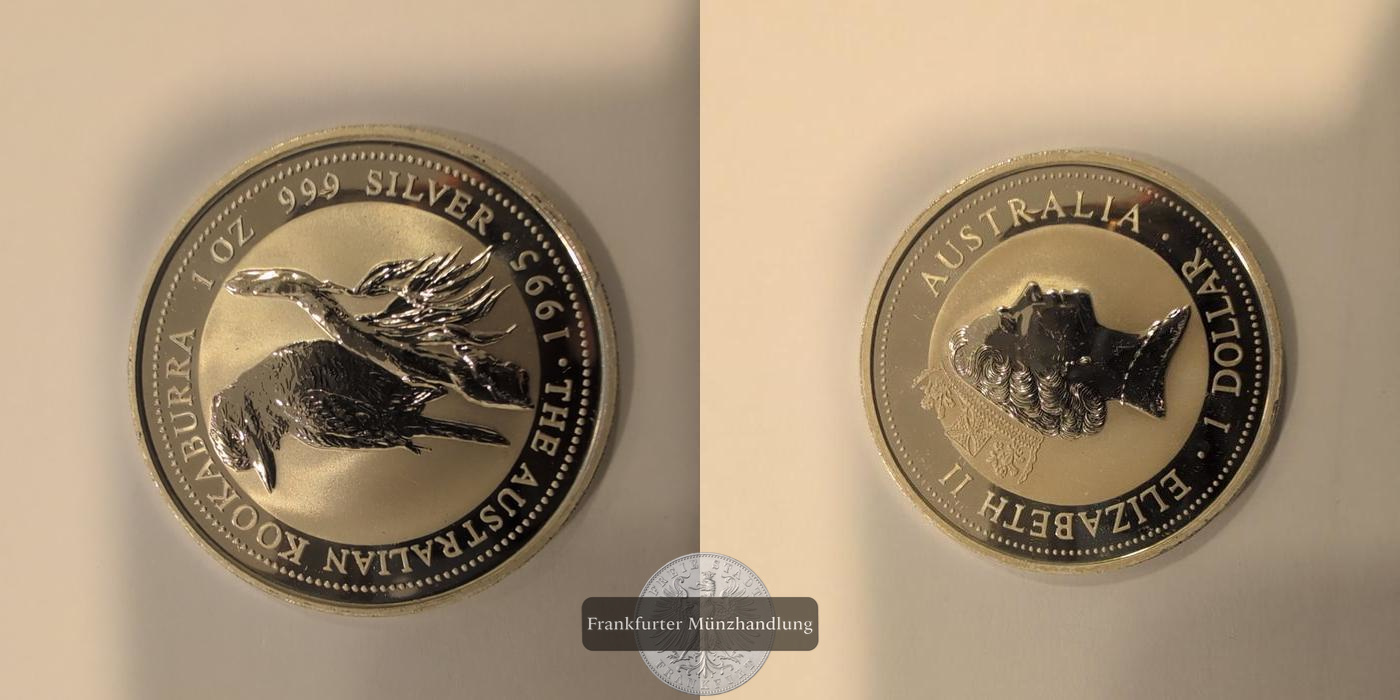  Australien 1 Dollar Elizabeth II Kookaburra 1995 FM Frankfurt KM#399 Feinsilber 31,1g   