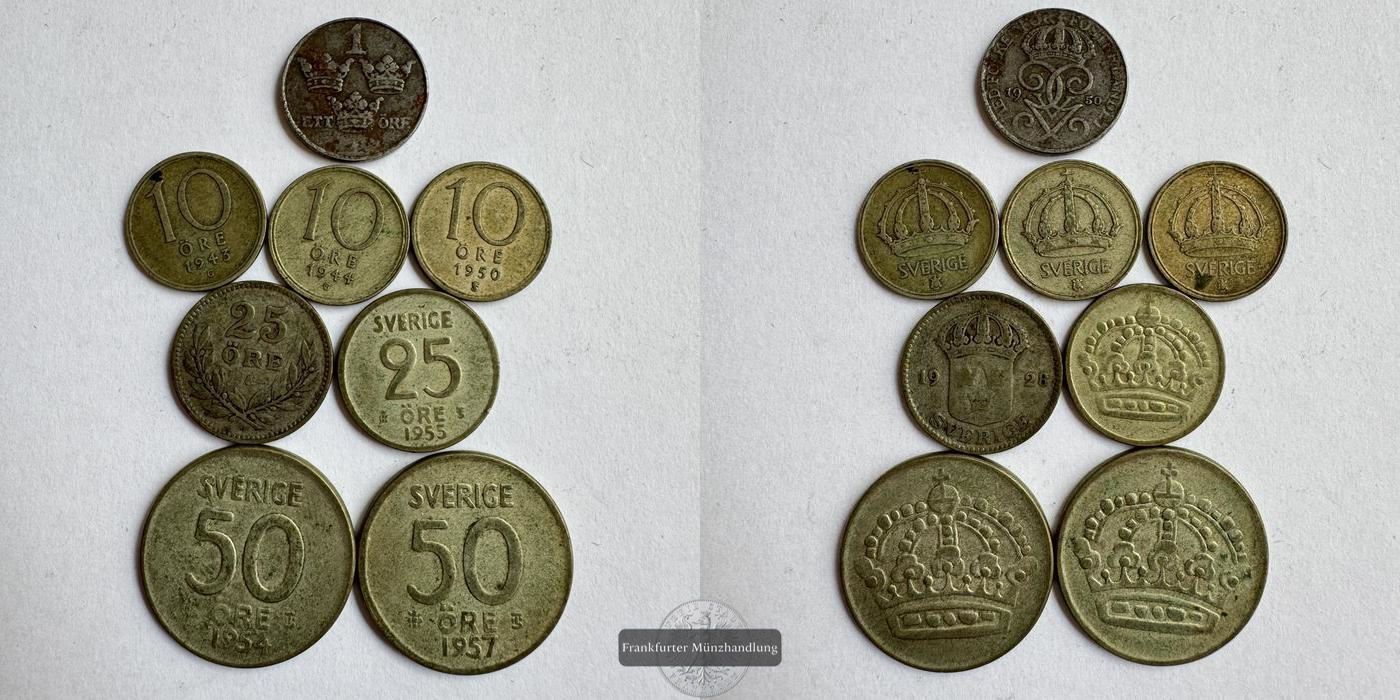  LOT: Schweden Diverse Öre zwischen 1928 bis 1957 FM-Frankfurt Feinsilber: 7,95g   