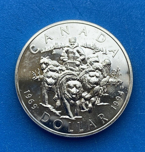  SILBER - Kanada 1 Dollar 1994 Patrouille des Nordhundeteams   