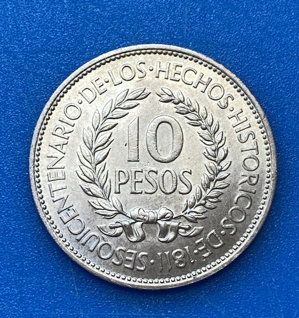  SILBER - Uruguay 10 Pesos 1961 El Gaucho | Revolution gegen Spanien   