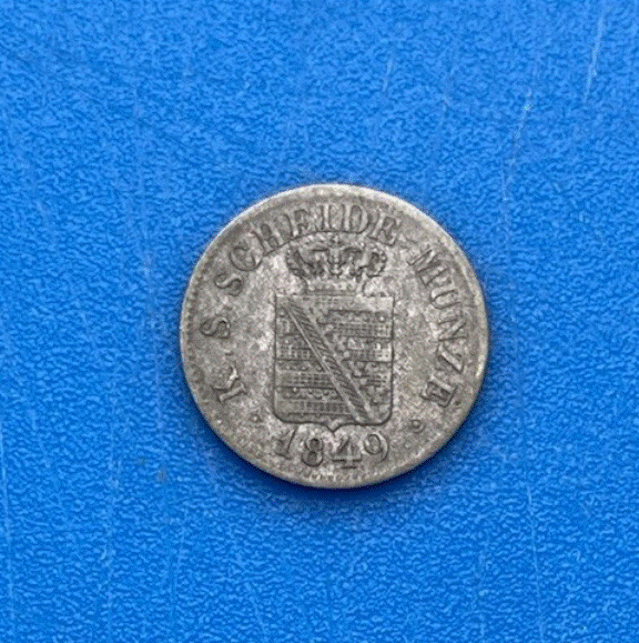  Königreich Sachsen 1/2 Neugroschen 5 Pfennige 1849 F Wappen Silber   