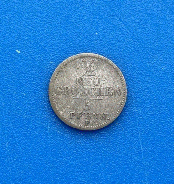  Königreich Sachsen 1/2 Neugroschen 5 Pfennige 1849 F Wappen Silber   