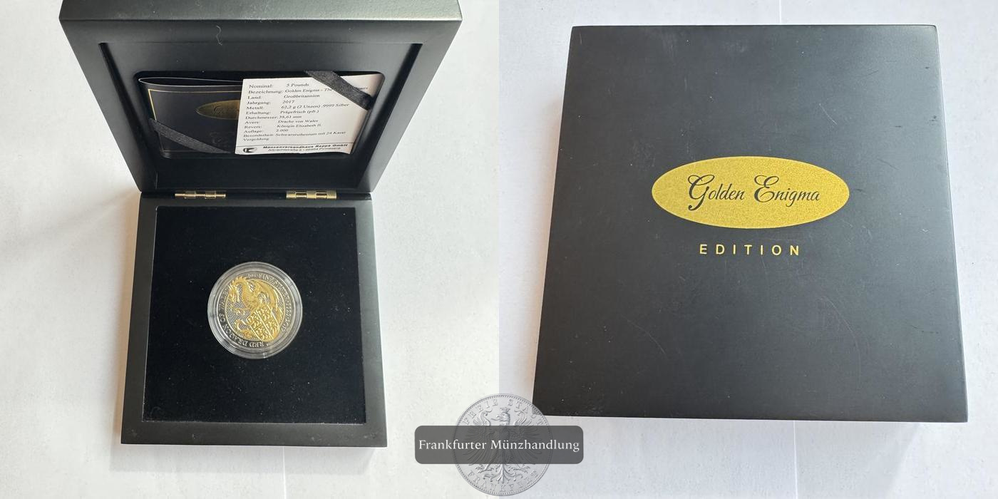  Großbritannien 5 Pounds (Dragon of Wales) 2017 FM-Frankfurt Feinsilber: 62,2g   