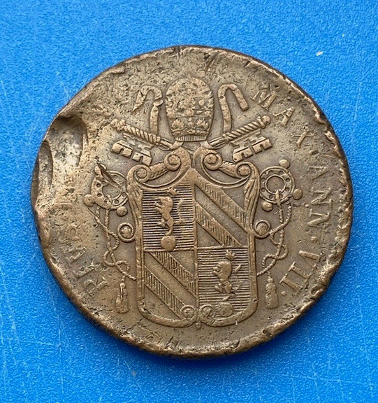  Kirchenstaat 5 Baiocchi 1852 B Papst Pius IX. Wappen Bologna   