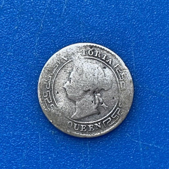  SILBER - Ceylon 10 Cents 1894 Queen Victoria Palme   