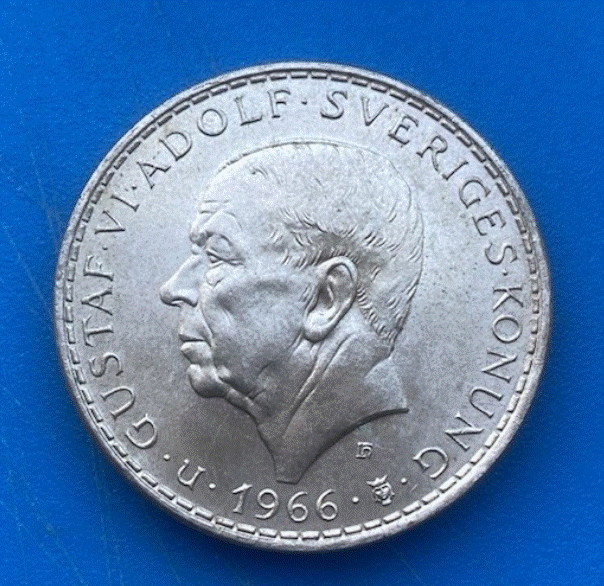  SILBER - Schweden 5 Kronor 1966 Gustaf VI. Adolf  - Verfassungsänderung   
