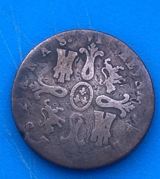  Spanien 8 Maravedis 1846 Isabel II. Wappen Kreuz Kastilien León   