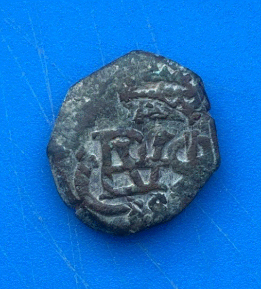 Spanien 8 Maravedis 17. Jh. (Philipp IV.) Resello Gegenstempel Krone   