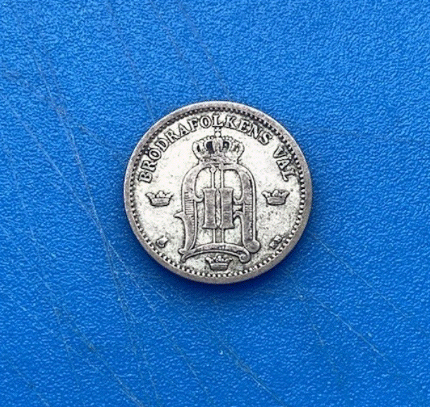  SILBER - Schweden 25 Öre 1898 König Oscar II. Monogramm   