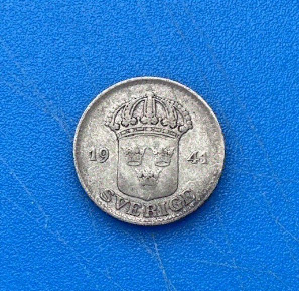  SILBER - Schweden 25 Öre 1941 Drei Kronen Wappen Wertkranz   