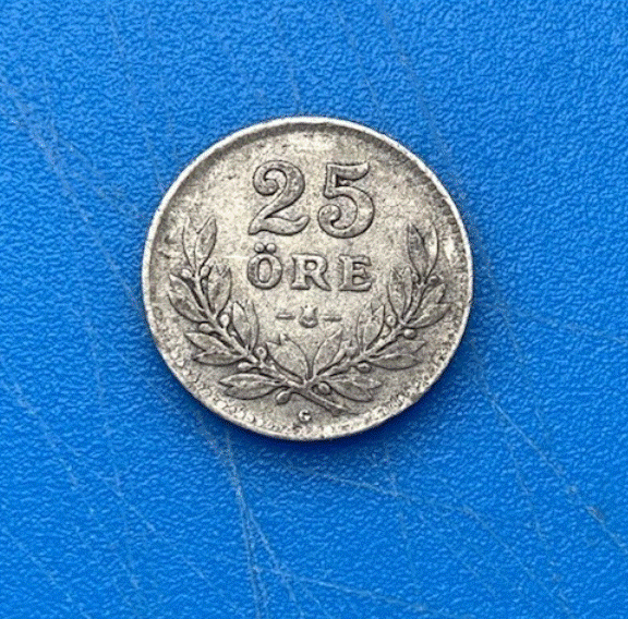  SILBER - Schweden 25 Öre 1941 Drei Kronen Wappen Wertkranz   