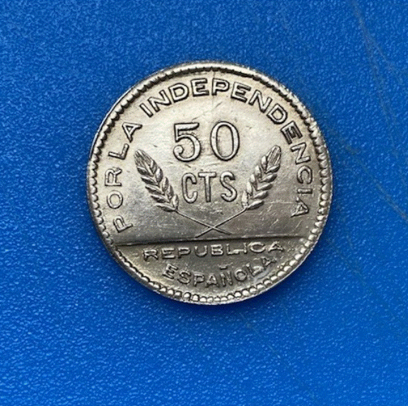  Spanien Bürgerkrieg 50 Céntimos 1937 Santander Palencia y Burgos Schmied   